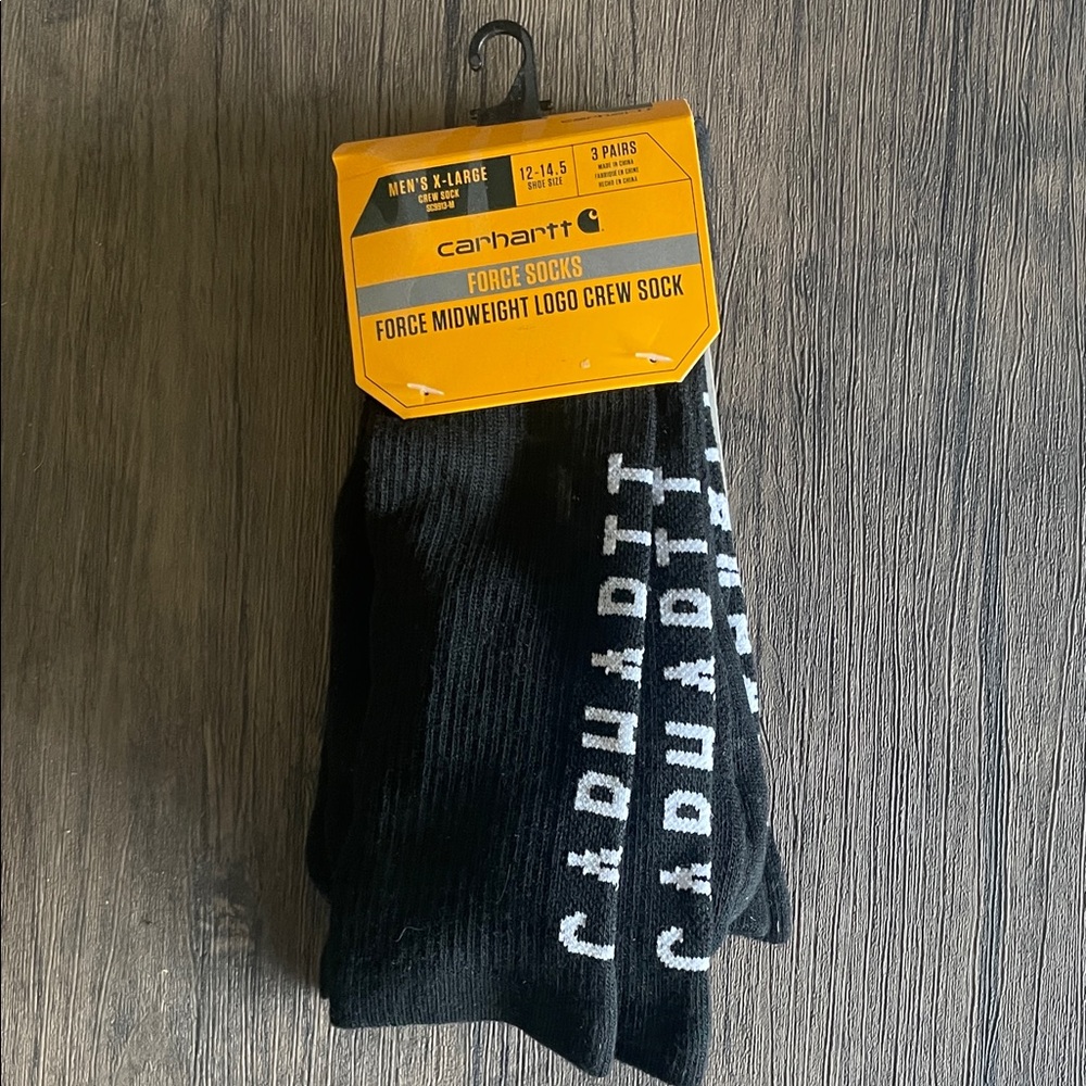 Carhartt Black Athletic Crew Socks Ribbed Design